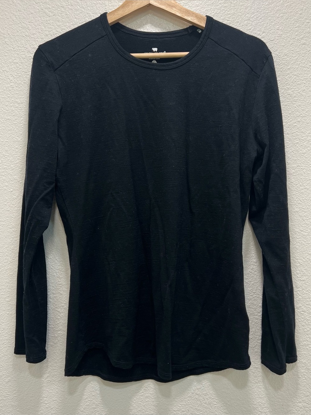 Segments Black Merino Wool Base Layer Top Shirt Black Long Sleeve Large